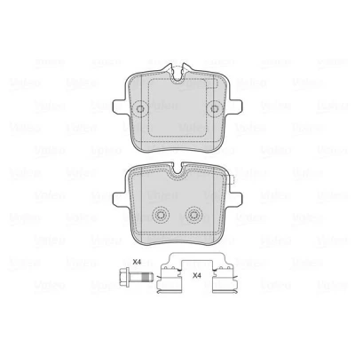 Afbeelding van VALEO 601770 Remblokkenset Achteras Excl. slijtage waarschuwingscontact Met slotschroefset, anti kreukplaat BMW: 7, X5, X6