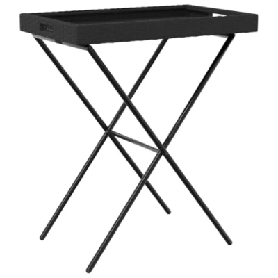 Afbeelding van Dienbladtafel inklapbaar 65x40x75 cm poly rattan zwart