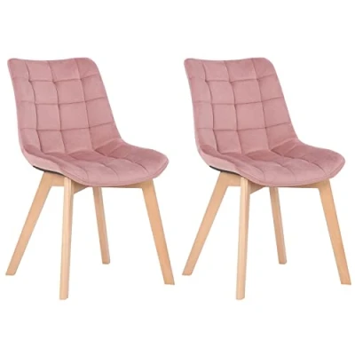 Afbeelding van CLP Passaic Set van 2 Eetkamerstoelen Fluweel roze