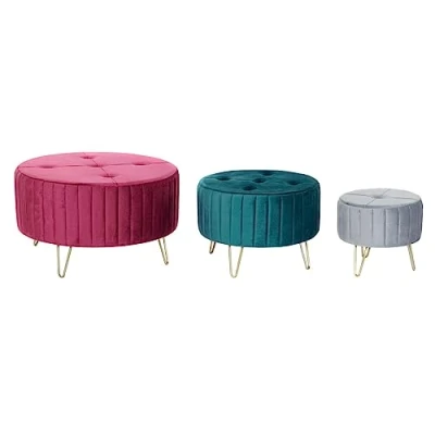 Afbeelding van Voetensteun DKD Home Decor 80 x 45 cm Metaal Polyester Fluweel