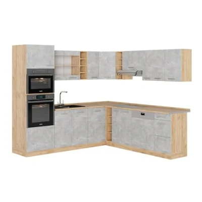 Afbeelding van Vicco Hoekkeuken R Line, Beton/gouden eik, 237 x 60 cm zonder werkblad