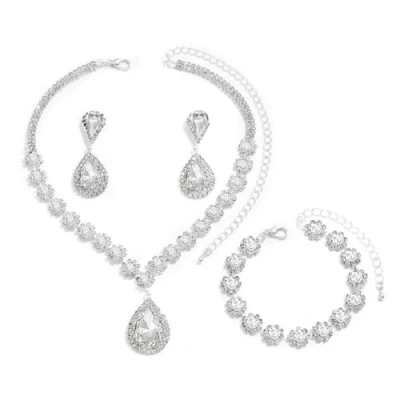 Afbeelding van FDEETY Parure de bijoux pour femme élégante et brillante avec collier, bracelets boucles d&#039;oreilles mariage, bal fin d&#039;année, fête, Strass