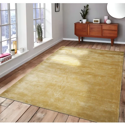 Afbeelding van Vloerkleed Vanessa Goud Luxe Viscose Laagpolig Modern Tapijt 160x230 cm Rechthoek Tapijtenloods