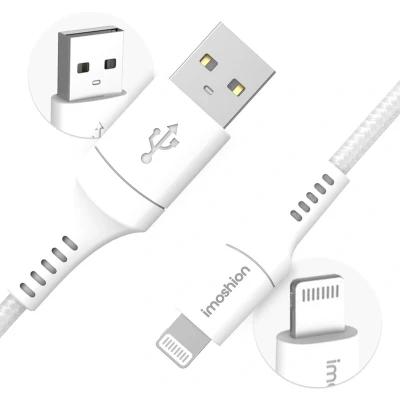 Afbeelding van iMoshion Kabel geschikt voor Lightning naar USB A 1.5 meter Oplaadkabel iPhone 11/12/13/14 Stevig gevlochten materiaal Wit