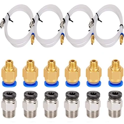 Afbeelding van RUNCCI YUN 4 stuks blauwe PTFE slang (1 meter) met 6 PC4 M6 pneumatische aansluitingen en M10 connectoren voor 3D printer filament 1,75 mm