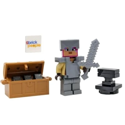 Afbeelding van LEGO Minecraft Ridderfiguur met kist en aambeeld
