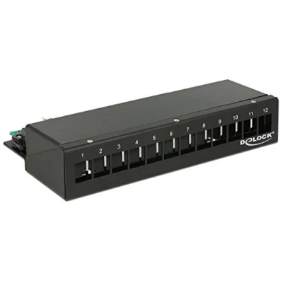 Afbeelding van Delock 12 poorts desktop patchpaneel, top hat rail kit, Server accessoires, Grijs