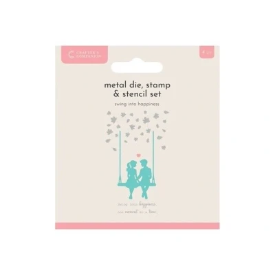 Afbeelding van CC Snijmal/Clearstamp/Stencil Set Silhoutte Swing into Happiness