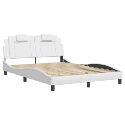 Afbeelding van vidaXL Bedframe met LED verlichting kunstleer wit 120x200 cm