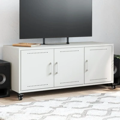 Afbeelding van Tv meubel 100,5x39x43,5 cm koudgewalst staal wit