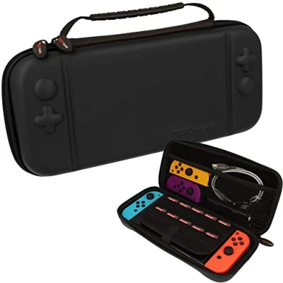 Afbeelding van TECHGEAR Switch OLED beschermhoes beschermhoes, transporttas, harde schaal, opberghoes compatibel met Nintendo OLED, 10 sleuven voor gamekaarten + accessoires, zwart