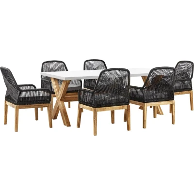 Afbeelding van OLBIA Tuinset 6 zits met stoelen Crème Vezelcement