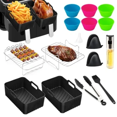 Afbeelding van LUOJINYI Ninja 15 stuks heteluchtfriteuse accessoires voor Foodi AF300EU AF400EU 7,6 l 9,5 en de meeste dual zone luchtfriteuse zonder
