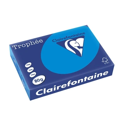 Image de Clairefontaine Trophée 107 micromètres bleu intense A4 (210 x 297 mm) 80 g/m² 500 feuille(s) zéro plastique papier teinté