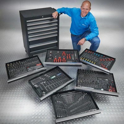 Afbeelding van Datona® Gevulde gereedschapswagen Smoos Professional 7 lades 6 gevuld Zwart