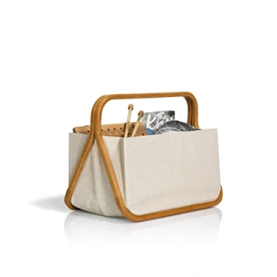 Afbeelding van Prym Mand fold en store canvas bamboe 45x27x37cm.