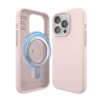 Afbeelding van elago Magnetische siliconen hoes, compatibel met iPhone 15 Pro, alle MagSafe accessoires, ingewerkte magneten, volledige beschermhoes [5 lagenstructuur] (Roze)