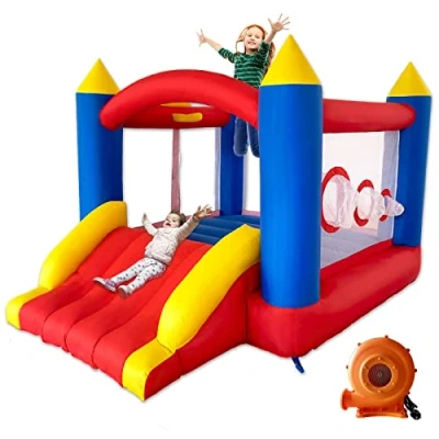 Image de Ballsea Château Gonflable avec Souffleur, Tissu Oxford Extra épais Cousu pour la Durabilité, Chateau Interieur Convient Aux fêtes d&#039;enfants de 3 à 8 Ans, Plein d&#039;amusement