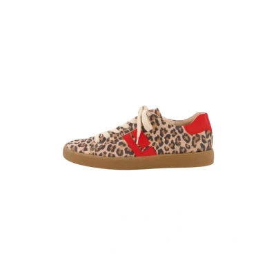 Afbeelding van Paul Green Sneakers laag, Dames, Maat: 36, Leopard s nappa desert salsa Veloursleer