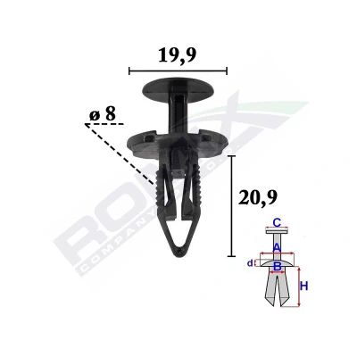 Afbeelding van ROMIX C70614 Clip, sier /beschermingslijst FIAT: 500X, Panda III Hatchback, JEEP: Renegade Off Road