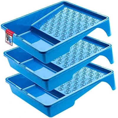 Afbeelding van KADAX verfbak, grote kunststof verfbak met praktische handgreep, lichte accessoires, schildermateriaal, (3, blauw)
