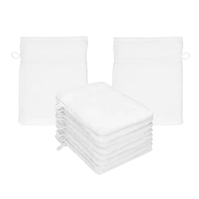 Afbeelding van Betz Set van 10 washandjes grootte 16x21 cm koordhanger 100% katoen premium kleur wit