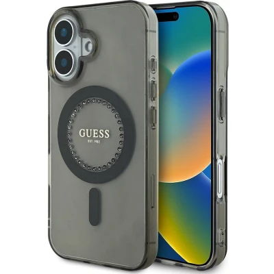 Afbeelding van GUESS iPhone 16 Phone Case Black Rhinestone