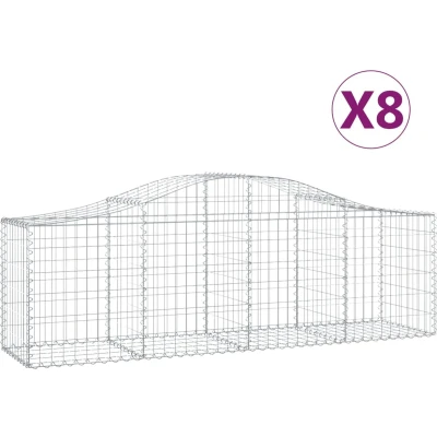 Afbeelding van VidaXL Schanskorven 8 st gewelfd 200x50x60/80 cm gegalvaniseerd ijzer
