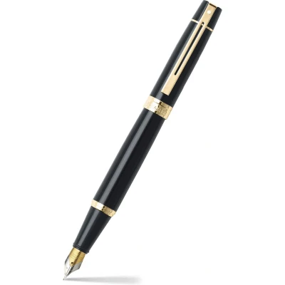 Afbeelding van Sheaffer 300 Glossy Black GT Vulpen Schrijfwijze: Medium Kleur: Zwart De Vulpenwereld