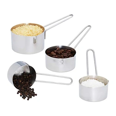 Afbeelding van Relaxdays maatcups set van 4 maatbeker met greep vaatwasmachinebestendig rvs
