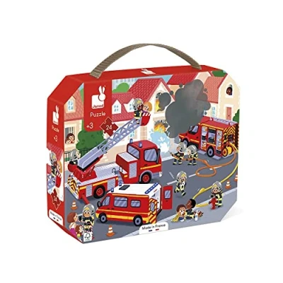 Image de Puzzle enfant 24 pièces Janod Pompiers
