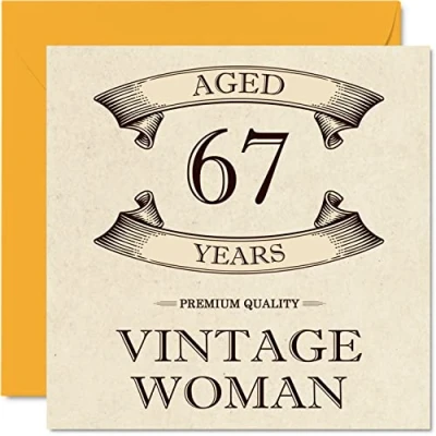 Afbeelding van Vintage verjaardagskaarten 67 jaar voor vrouwen Grappige verjaardagskaart mama, zus, vrouw, vriendin, oma, tante, 145 mm x mm, wenskaart vrouwen,