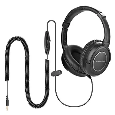 Afbeelding van Avantree HF039 Over Ear TV hoofdtelefoon met lange kabel (5 m), hifi stereo headset voor tv, oorschelpen, 3,5 mm audio output, spiraalkabel en ingebouwde volumeregeling