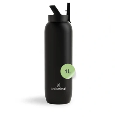 Afbeelding van Waterdrop® Drinkfles met rietje, 1 l, thermosfles, waterfles van roestvrij staal, 24 uur koud, 12 warm, lekvrij en duurzaam, thermosfles voor warme koude dranken