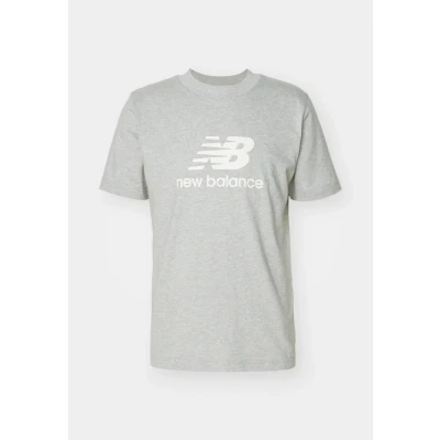 Afbeelding van New Balance Essentials Stacked LOGO Tshirt print, Heren, Maat: Small, Athletic grey