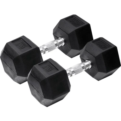 Afbeelding van Orange Gym Hex Dumbbell Black 4 kg set van 2