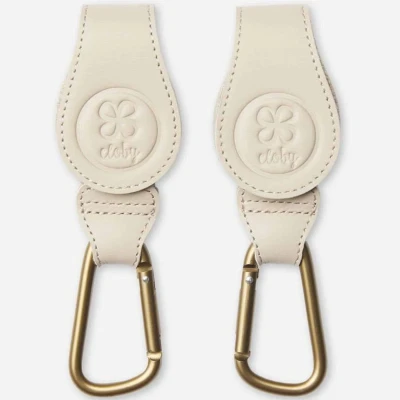 Afbeelding van Cloby Kinderwagenhaken Leren Haken Beige 2 stuks Sterke Klittenbandsluiting Voor Luiertas &amp; Accessoires
