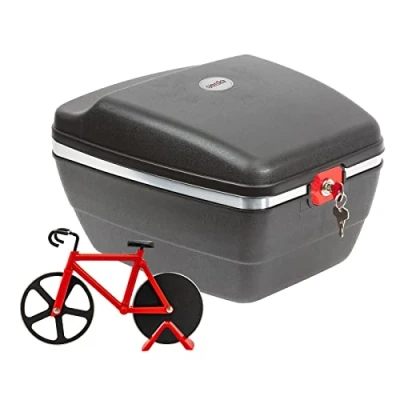 Afbeelding van Westmark Fietsset: 1 fietskoffer voor alle bagagedragers + pizzasnijder/ fiets, kunststof/roestvrij staal, Gerda Touring Tresor, zwart/rood, 5430GEE7