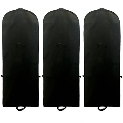 Afbeelding van Tuka TKB1001 3 x ademende kledingzakken, 180 cm 64 breed, vouwbare kledingzakken voor bruiloftsjurken, avondjurken, pakken, opbergen en transport, zwart