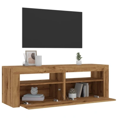 Afbeelding van vidaXL Tv meubel met LED 120x35x40 cm bewerkt hout artisanaal eiken