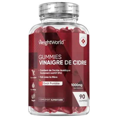 Afbeelding van WeightWorld Apple Cider Vinegar gummies 1000 mg 90 vegan Met vitamine B12, foliumzuur en rode biet