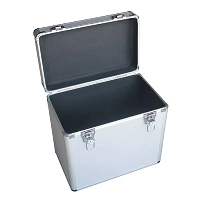 Afbeelding van Platenkoffer voor 50 stuks 12 inch LP vinyl afsluitbaar zilver