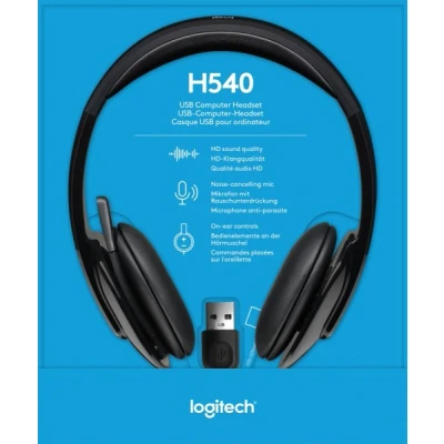 Afbeelding van Logitech Headset H540, USB, stereo zwart, retail