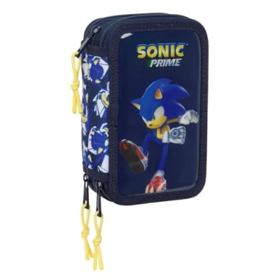 Afbeelding van Driedubbele Pennenzak Sonic City Blauw 12,5 x 19,5 5,5 cm 37 Onderdelen