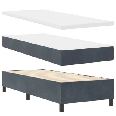 Afbeelding van vidaXL Boxspringbed met matras en bank donkergrijs 80x200 cm fluweel
