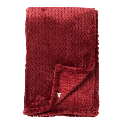 Afbeelding van Dutch Decor MARA Plaid 150x200 cm superzachte deken met zigzagpatroon Merlot rood bordeaux