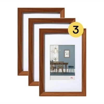 Afbeelding van Walther Design Fiorito Ef824P3 fotolijst van hout met passe partout, 18 x 24 cm, kleur donker eiken, 3 stuks