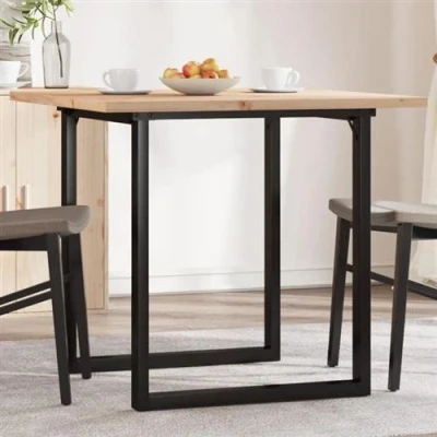 Afbeelding van vidaXL Eettafel O frame 90x90x75,5 cm massief grenenhout en gietijzer