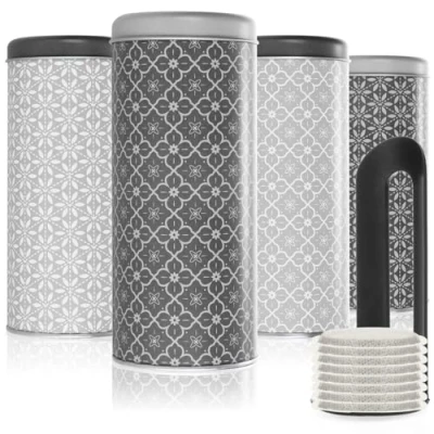 Afbeelding van COM FOUR® 4x koffiepadbox opbergdoos voor koffiepads decoratieve box met 2 designs in kleuren (4 stuks set 4)