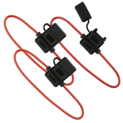 Afbeelding van SeKi 3 stuks zekeringhouders 2,5 mm²/AWG14 voor standaard platte zekeringen auto, waterdicht, 30 cm lang, tot 32 V, vrachtwagen, boot